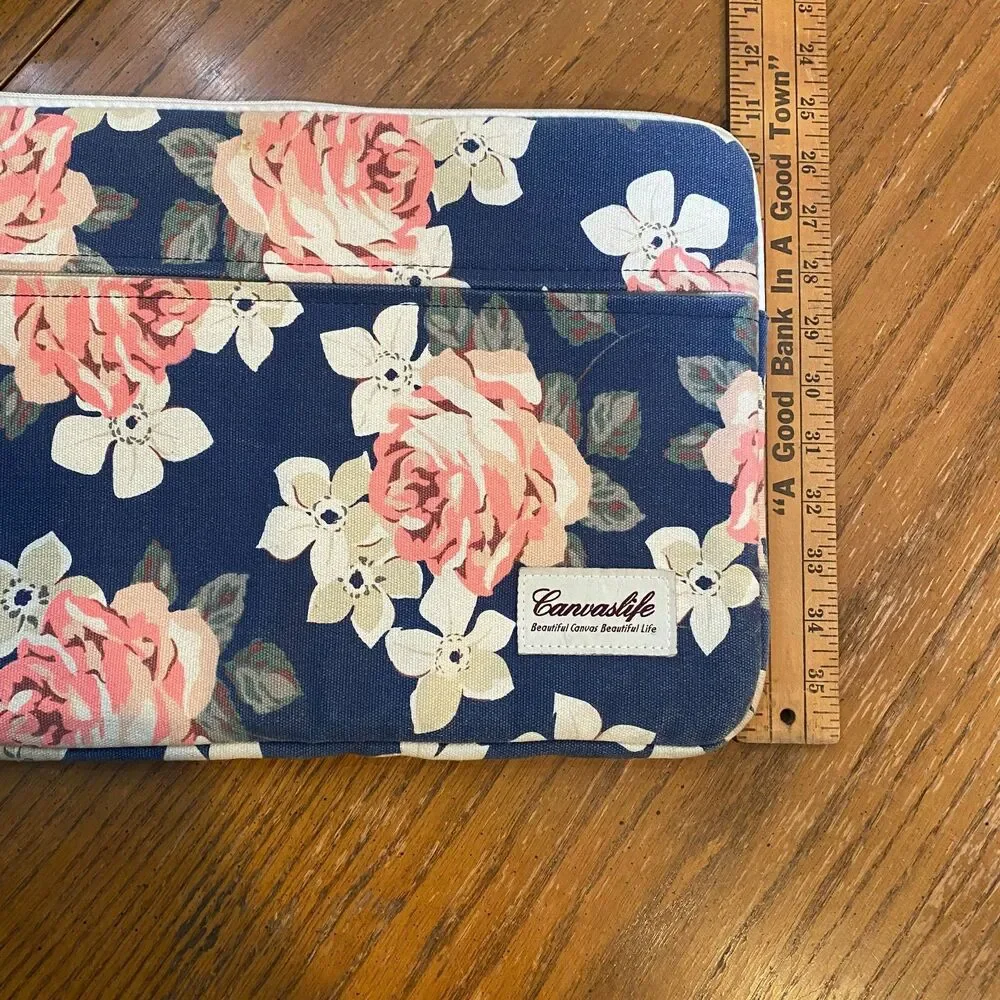 Canvaslife White Rose Patten Laptop Sleeve 14 Inch 14.0 Inch Laptop Case Bag